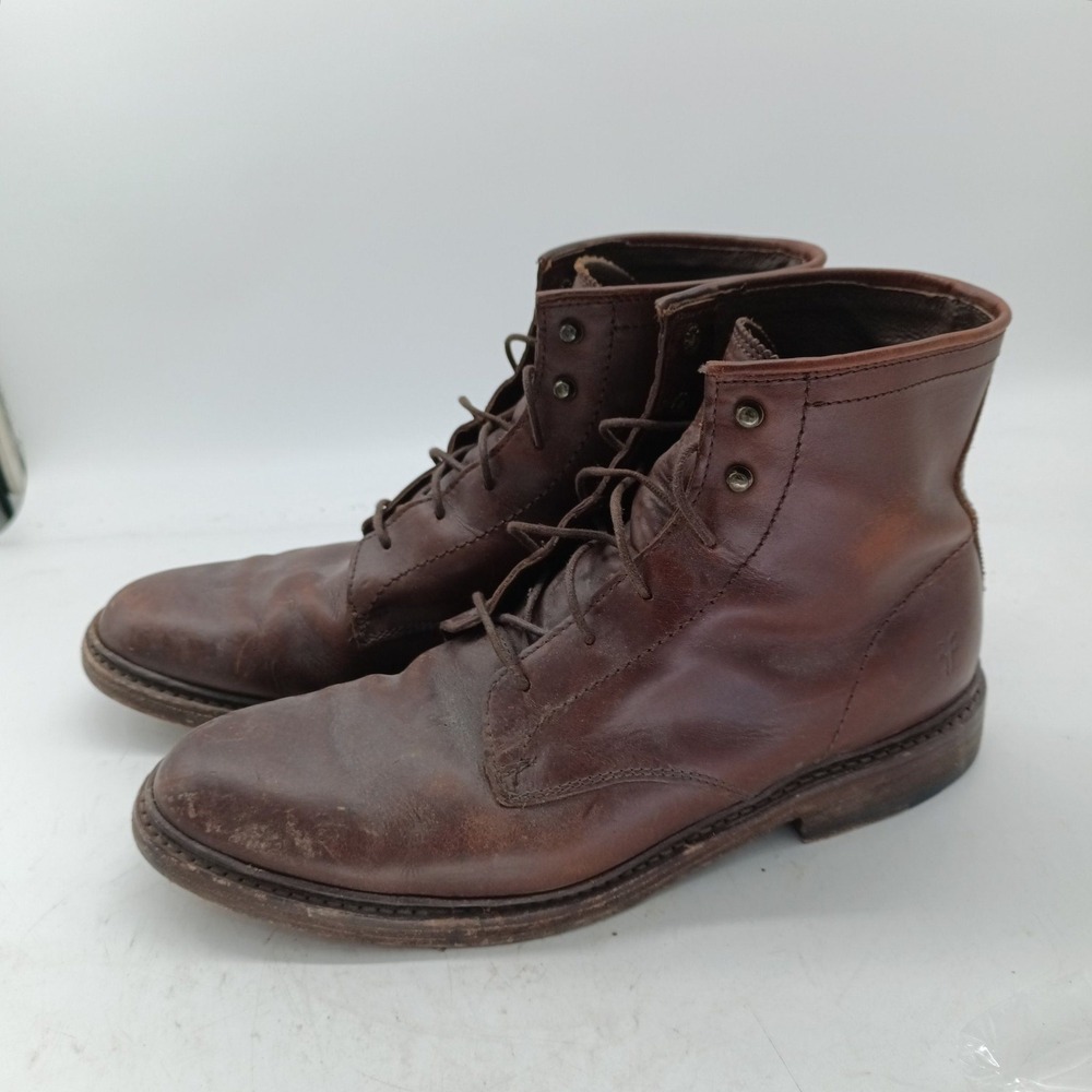 Frye James Mens Brown Leather Lace Up Boots 9 D Style 87127 Made in Mexico z6